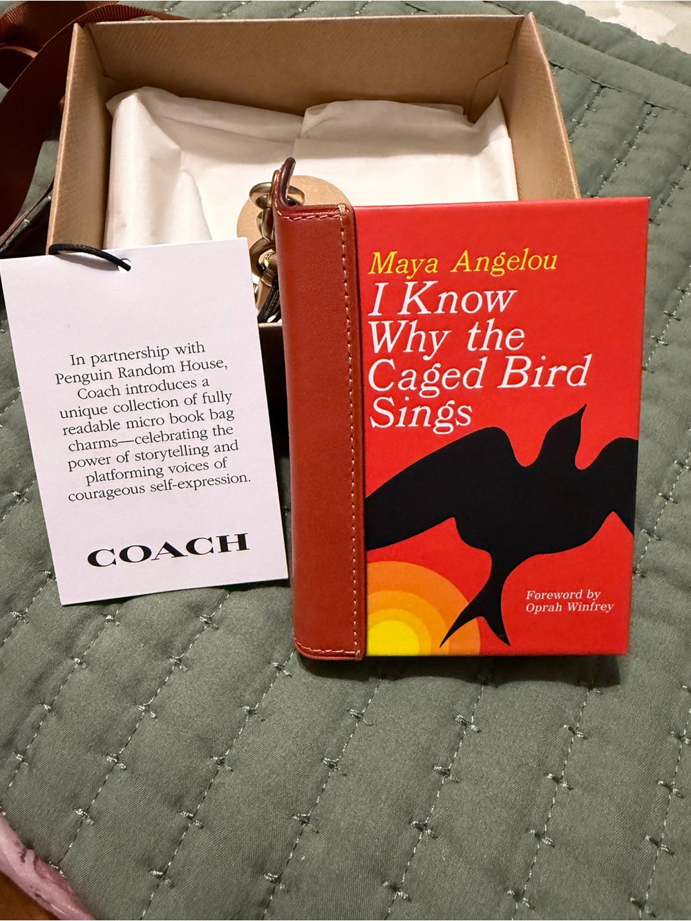Coach Book Charm I Know Why the Caged Bird Sings -Maya Angelou